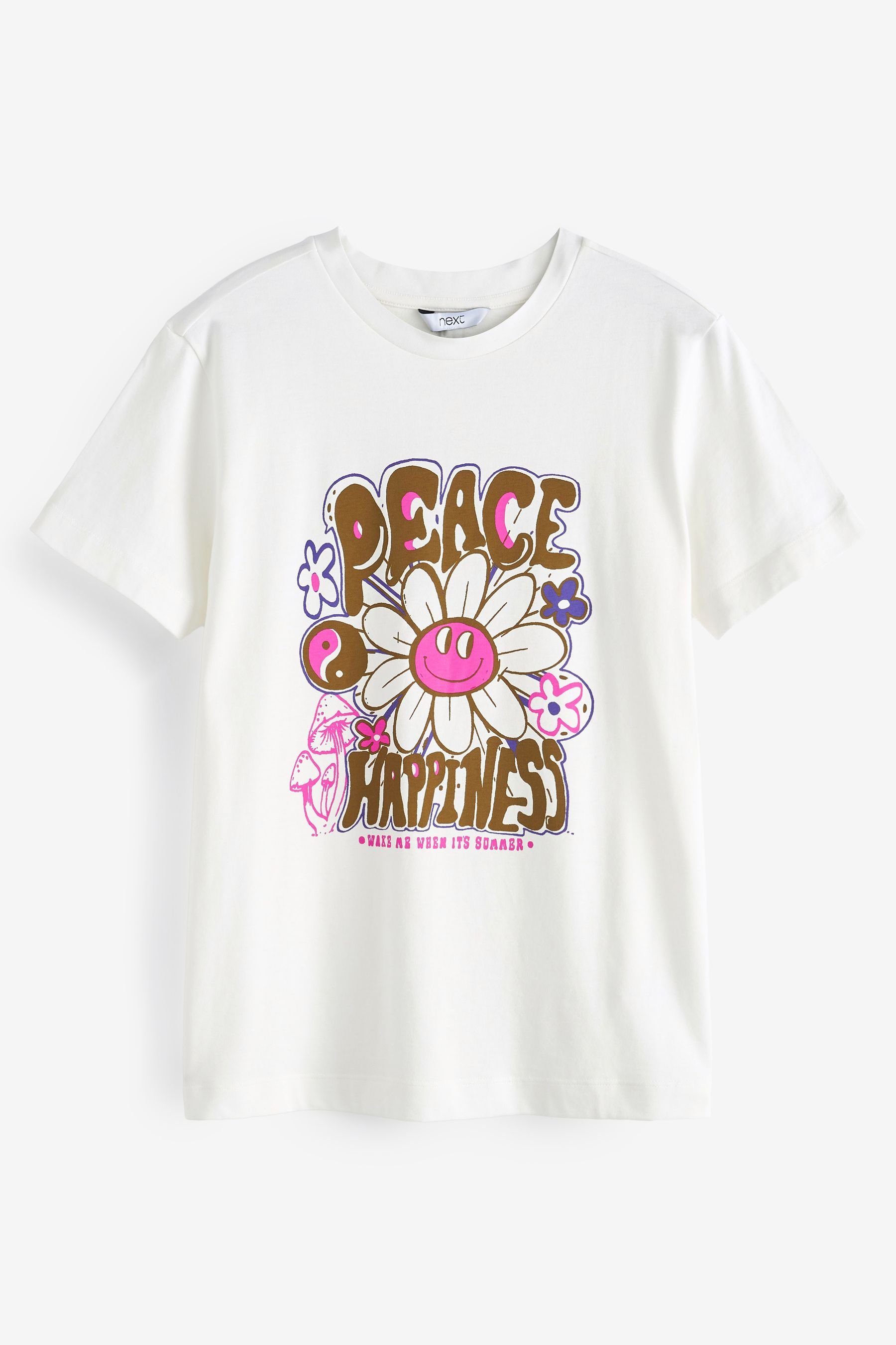 T-shirt mit peace clearance aufdruck